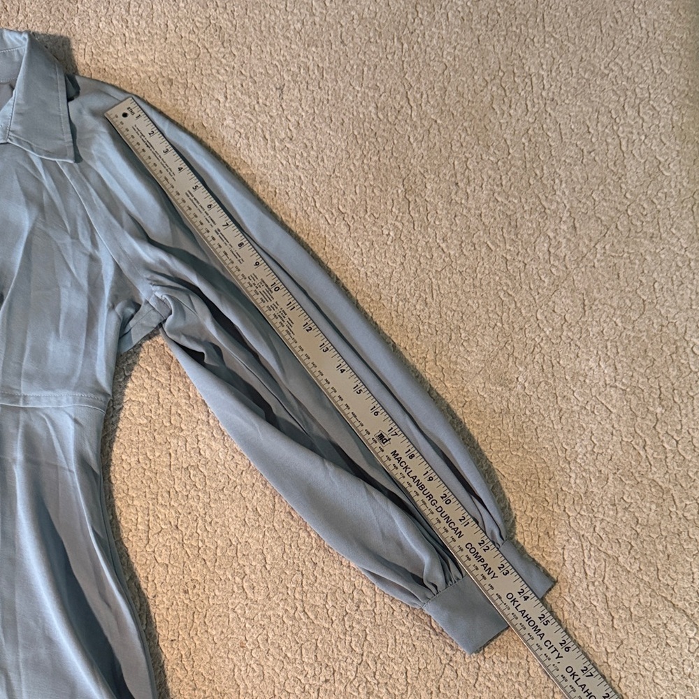 O.P.T X Emily Luciano Elegant Long Sleeve Light Blue Dress Medium New - Picture 6 of 8